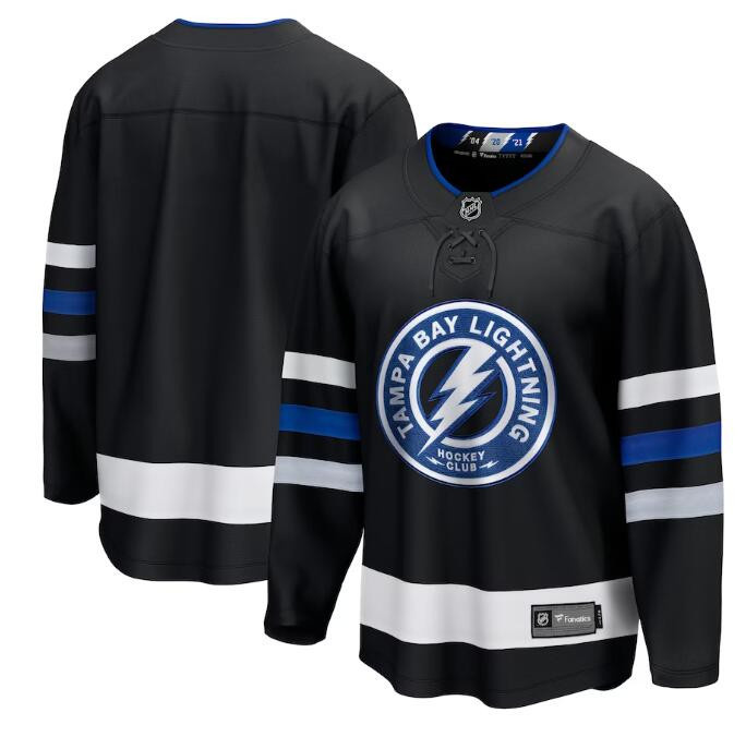 Men's Tampa Bay Lightning Custom Black 2024 Alternate Premier Breakaway Stitched Jersey